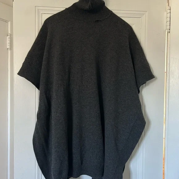 Boss Charcoal Gray Turtleneck Poncho Sweater (see pics) - Picture 4 of 4